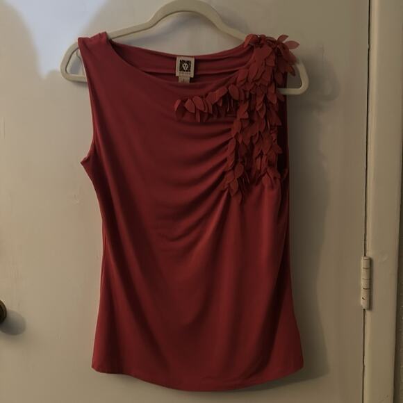 Ann Klein Women’s Pink Floral Short Sleeve Blouse L Work Office Casual Fairycore - Picture 3 of 9